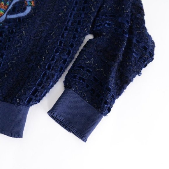 Vintage Season Fashion Navy Knit Crewneck Sweater  Size 13 - Picture 7 of 10
